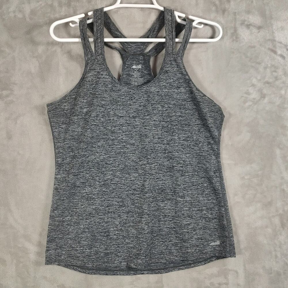 Women's Avia Perfomance Active Tank Top Gray Double Strap Racerback Sz Medium